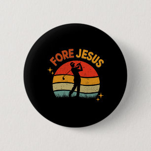 Chapa Redonda De 5 Cm Golf Cristiano Jesús Retro 70s Golf Religioso Cris