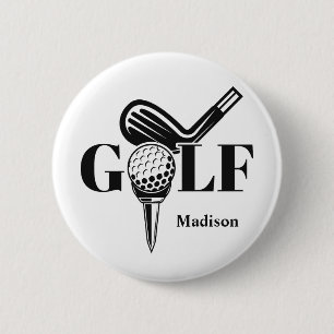 Chapa Redonda De 5 Cm Golf de nombre personalizado