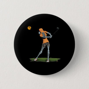 Chapa Redonda De 5 Cm Golf Esqueleto Divertido Golf de Halloween Deporte