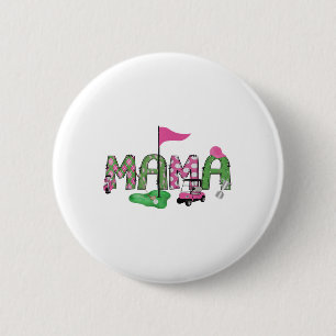 Chapa Redonda De 5 Cm Golf Mama Pink Hole In One Golf Primer Chica de Cu