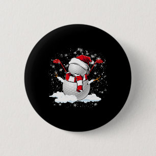 Chapa Redonda De 5 Cm Golf Snowman en vacaciones Navidades