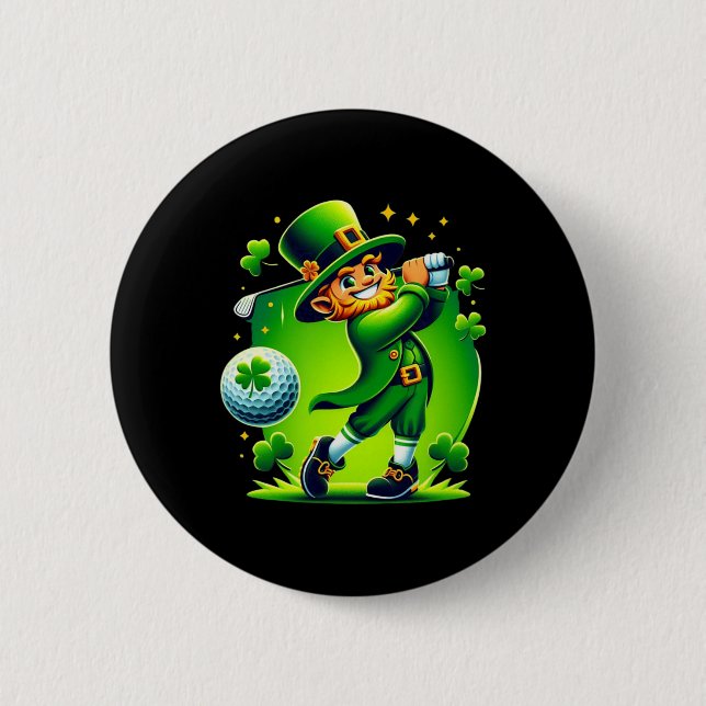 Chapa Redonda De 5 Cm Golf St Patricks Day Golf Irish Golfing (Anverso)