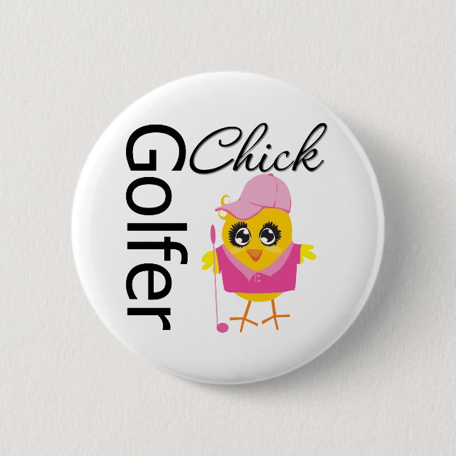 Chapa Redonda De 5 Cm Golfer Chick (Anverso)