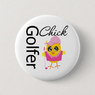 Chapa Redonda De 5 Cm Golfer Chick