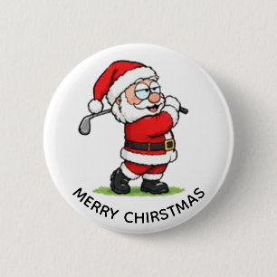 CHAPA REDONDA DE 5 CM GOLFING SANTA FELIZ NAVIDAD