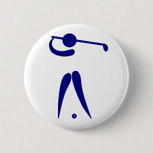 Chapa Redonda De 5 Cm Golfista Azul Blanco Deporte, añadir texto y color