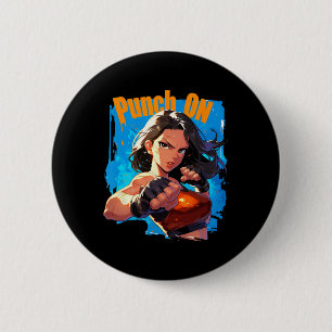 Chapa Redonda De 5 Cm Golpea a las fuertes mujeres luchadoras de kickbox