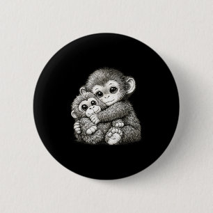 Chapa Redonda De 5 Cm Golpea a un mono con meme de abrazo de osito de pe