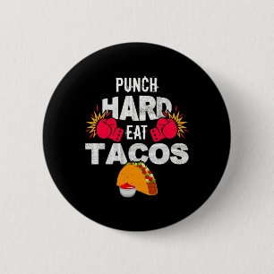 Chapa Redonda De 5 Cm Golpea Duro Come Tacos Boxeo Kickboxing Kickboxer 
