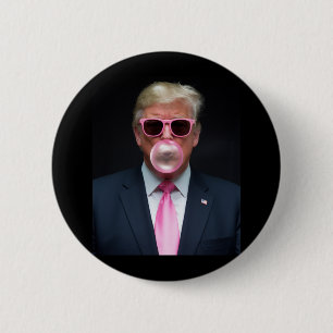 Chapa Redonda De 5 Cm Goma de Mascar Burbuja Rosa Trump Presidente 47 EE