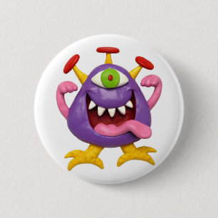 Chapa Redonda De 5 Cm Goofy Purple Monstruo