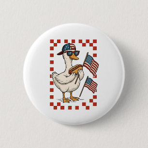 Chapa Redonda De 5 Cm Goose American Flag Memorial Day 4 de julio