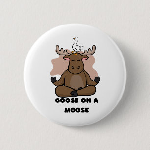 Chapa Redonda De 5 Cm Goose on the Moose Animal Funny