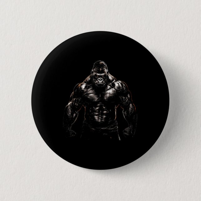 Chapa Redonda De 5 Cm Gorilla Monkey Gym Wear Bodybuilding Workout Motiv (Anverso)