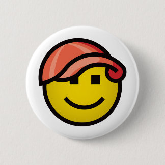 Chapa Redonda De 5 Cm Gorra de béisbol Smilie - rojo