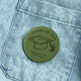 Chapa Redonda De 5 Cm Gorra de Graduado Moderna Doodle Clase de Graduaci