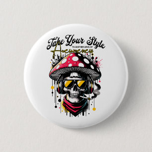 Chapa Redonda De 5 Cm gorra de hongos con calavera