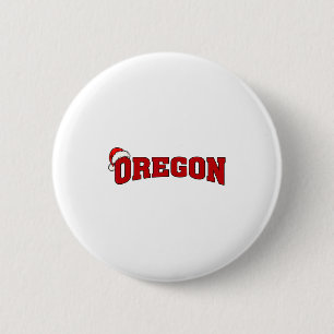 Chapa Redonda De 5 Cm Gorra de Santa de Navidad de Oregon Souvenir Retro