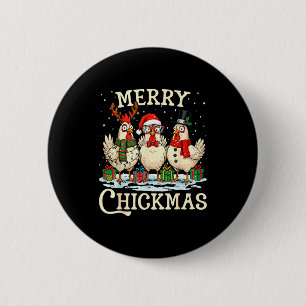 Chapa Redonda De 5 Cm Gorra de Santa Navidad de Pollo Feliz Chickmas Nav