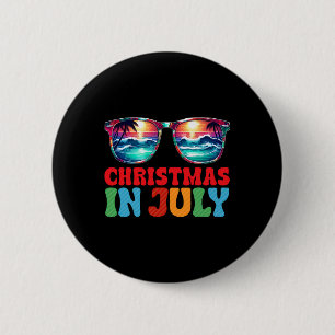Chapa Redonda De 5 Cm Gorra de Santa Navidad en Julio Gafas de sol Tropi
