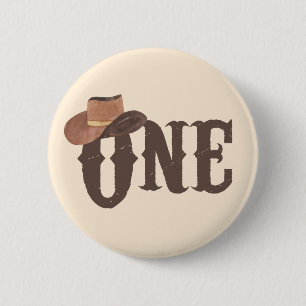 Chapa Redonda De 5 Cm Gorra de Vaquero Tema UNO primer cumpleaños