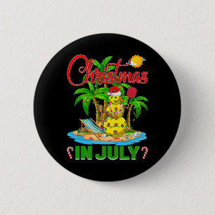 Chapa Redonda De 5 Cm Gorra divertida de Santa de Pickleball hawaiano de
