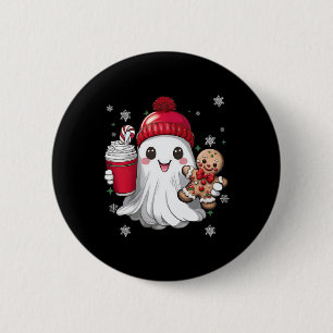 Chapa Redonda De 5 Cm Gorra fantasma retro Navidad vacaciones Xmas café