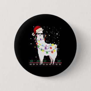 Chapa Redonda De 5 Cm Gorrito de Santa Llama de Navidad Árbol de Navidad