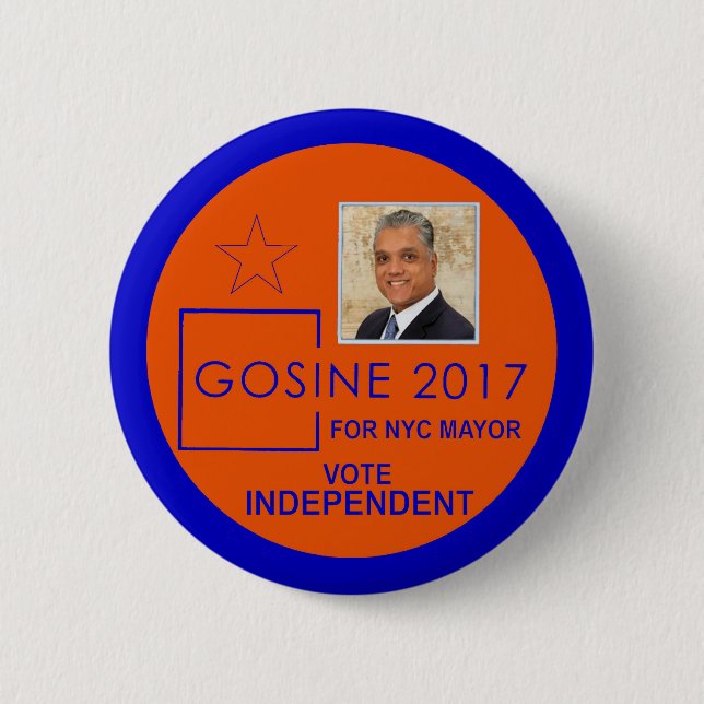 Chapa Redonda De 5 Cm Gosine para el alcalde de Nueva York 2017 (Anverso)