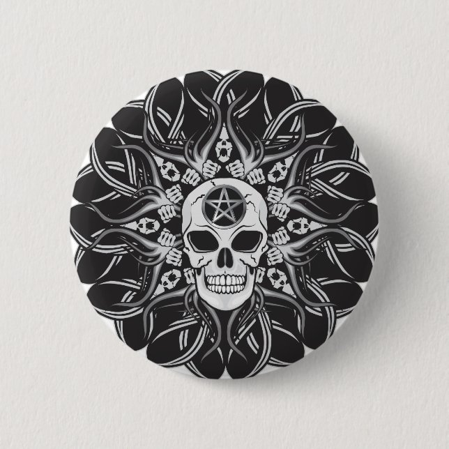 Chapa Redonda De 5 Cm Gótico Skull (Anverso)