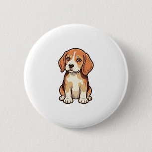 Chapa Redonda De 5 Cm Grabado Antiguo Cachorro Beagle Arte Vectorial_1