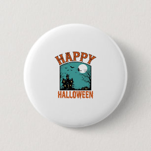 Chapa Redonda De 5 Cm Grabado Antiguo Feliz Halloween Casa Embrujada De