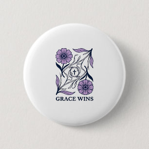 Chapa Redonda De 5 Cm Grace Wins Floral Camiseta de Grabado Vintage Cris