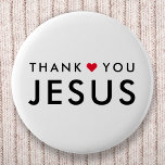 Chapa Redonda De 5 Cm Gracias Jesús | Corazón de fe cristiana moderna<br><div class="desc">El cristiano "gracias Jesús",  sencillo y elegante,  cita el diseño del arte en una tipografía minimalista moderna de color negro con un bonito diseño de corazón rojo. Este moderno diseño de fe es el regalo o accesorio perfecto. #cristiano #religión #fe #biblia #jesus #bethelight</div>