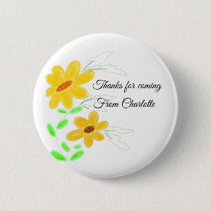 Chapa Redonda De 5 Cm gracias por venir agregar nombre texto girasol ama