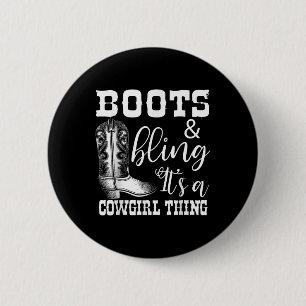 Chapa Redonda De 5 Cm Graciosa Cowgirl Boots Bling Women Gire Cute Love