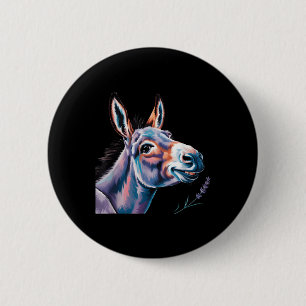 Chapa Redonda De 5 Cm Graciosa Donkey Art Donkey Head sonríe con entusia