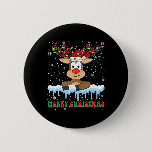 Chapa Redonda De 5 Cm Graciosa familia de renos Navidad Feliz Navidad