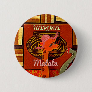 Chapa Redonda De 5 Cm Graciosa jirafa con texto fresco Hakuna Matata