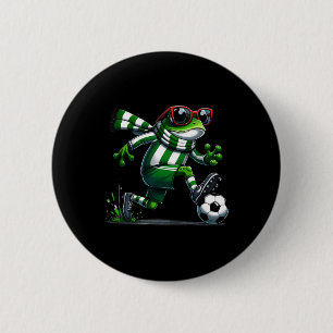 Chapa Redonda De 5 Cm Graciosa rana de fútbol de rana de animal jugando