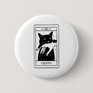 Chapa Redonda De 5 Cm Graciosa Tarjeta Tarot De Halloween De Gato Negro 