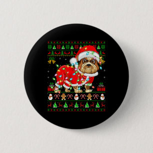 Chapa Redonda De 5 Cm Gracioso amante del Bulldog Navidad Santa Fea Bull