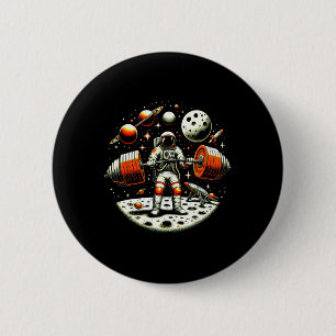 Chapa Redonda De 5 Cm Gracioso Astronauta Spaceman Halterofilia Gimnasio