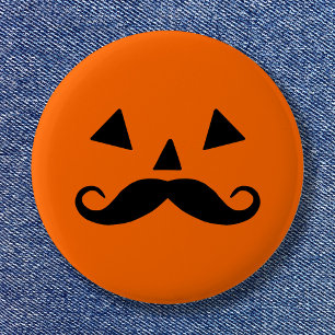 Chapa Redonda De 5 Cm Gracioso bigote de calabaza de Halloween