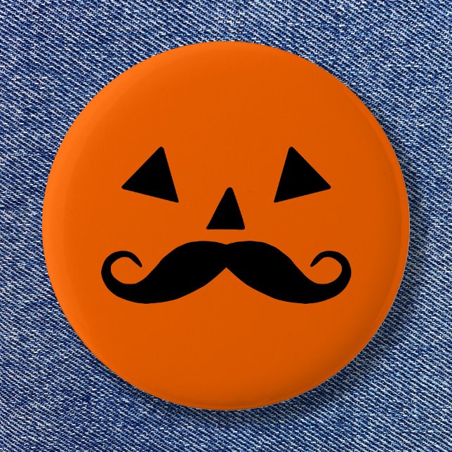 Chapa Redonda De 5 Cm Gracioso bigote de calabaza de Halloween (Pumpkin Moustache Button)
