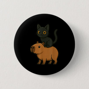 Chapa Redonda De 5 Cm Gracioso Capybara Black Cat Animal Lover Zoo Day M