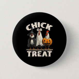 Chapa Redonda De 5 Cm Gracioso Chick O Trate Pollos Fantasma Brujería Ha
