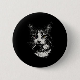 Chapa Redonda De 5 Cm Gracioso gato Guay Fumar divertido meme cigarro Ga