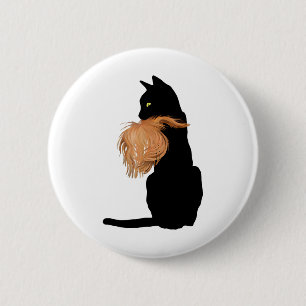 Chapa Redonda De 5 Cm Gracioso Gato Negro Lady Kamala Con Trump Hair Vot