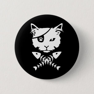 Chapa Redonda De 5 Cm Gracioso gato pirata
